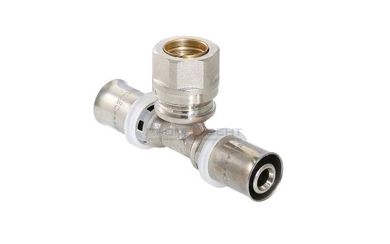 Тройник с переходом на обжимное соединение VALTEC VTm.233.I - 20 x 15 x 20 (прессовой, для м/п труб)