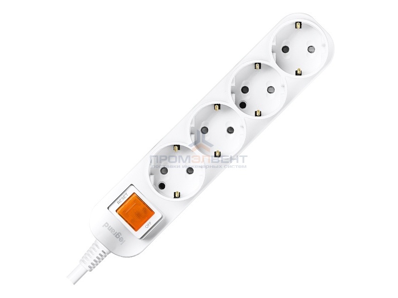 Anam Legrand e-Fren 4 Удлинитель с выключателем, шнур 2.5м, 16A, 250V
