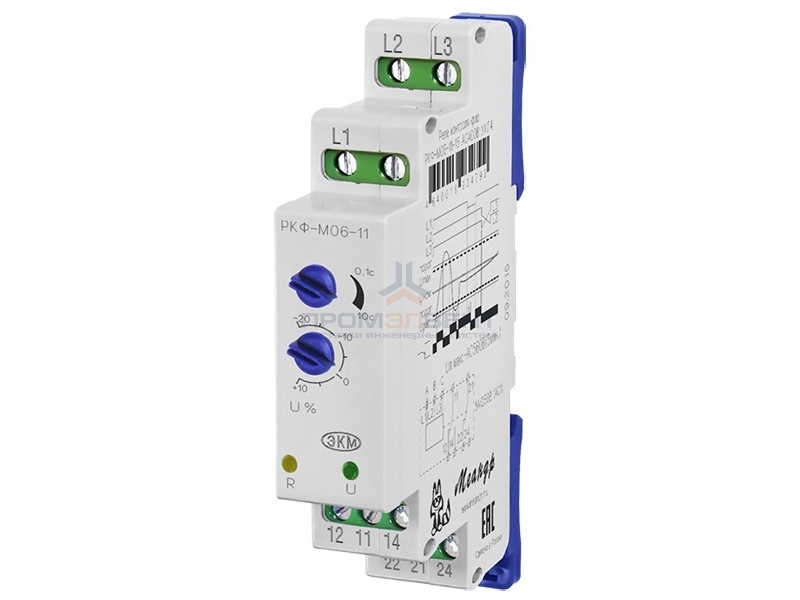 Реле контроля фаз РКФ-М06-11-15 AC400В УХЛ4 с регулировкой нижнего порога